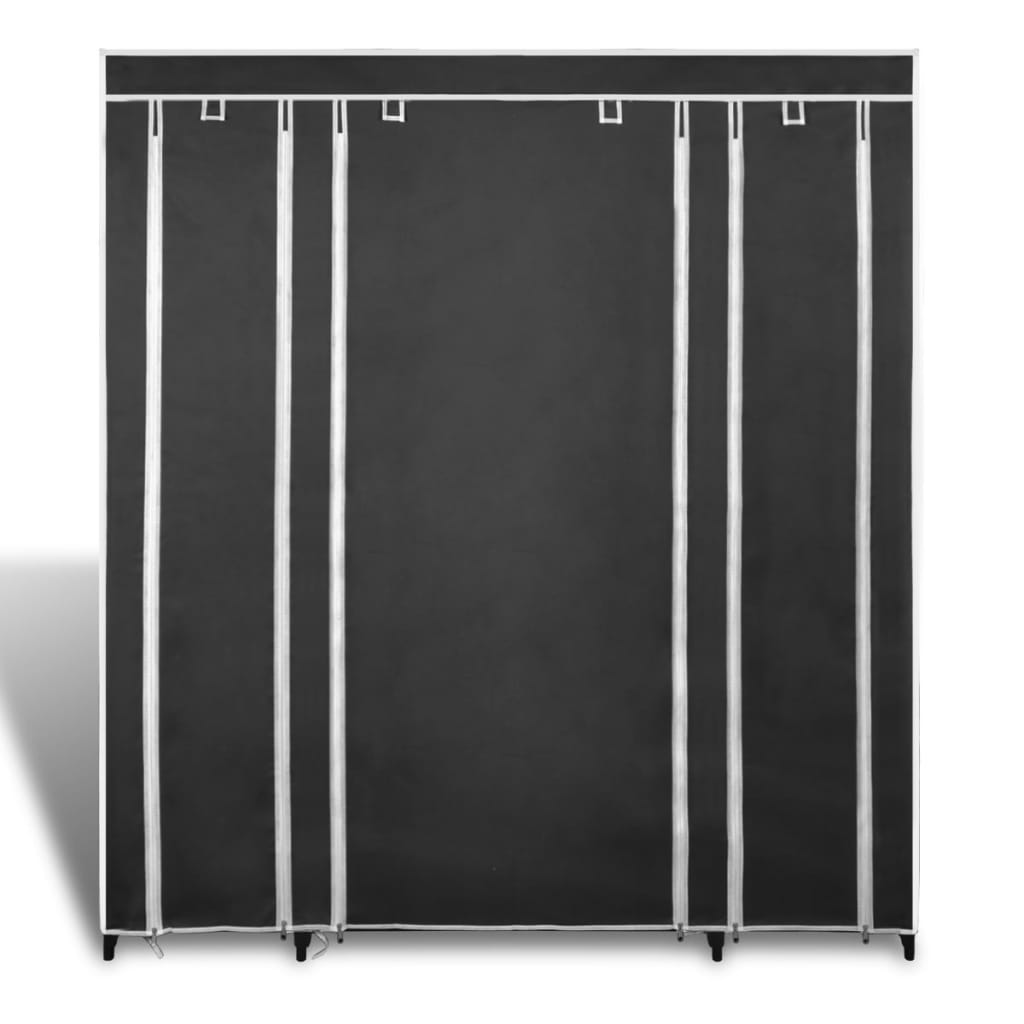 Fabric Wardrobe With Compartments And Rods 17.7&quot;X59&quot;X69&quot;