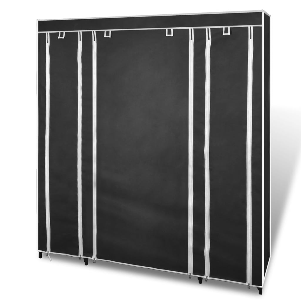 Fabric Wardrobe With Compartments And Rods 17.7&quot;X59&quot;X69&quot;