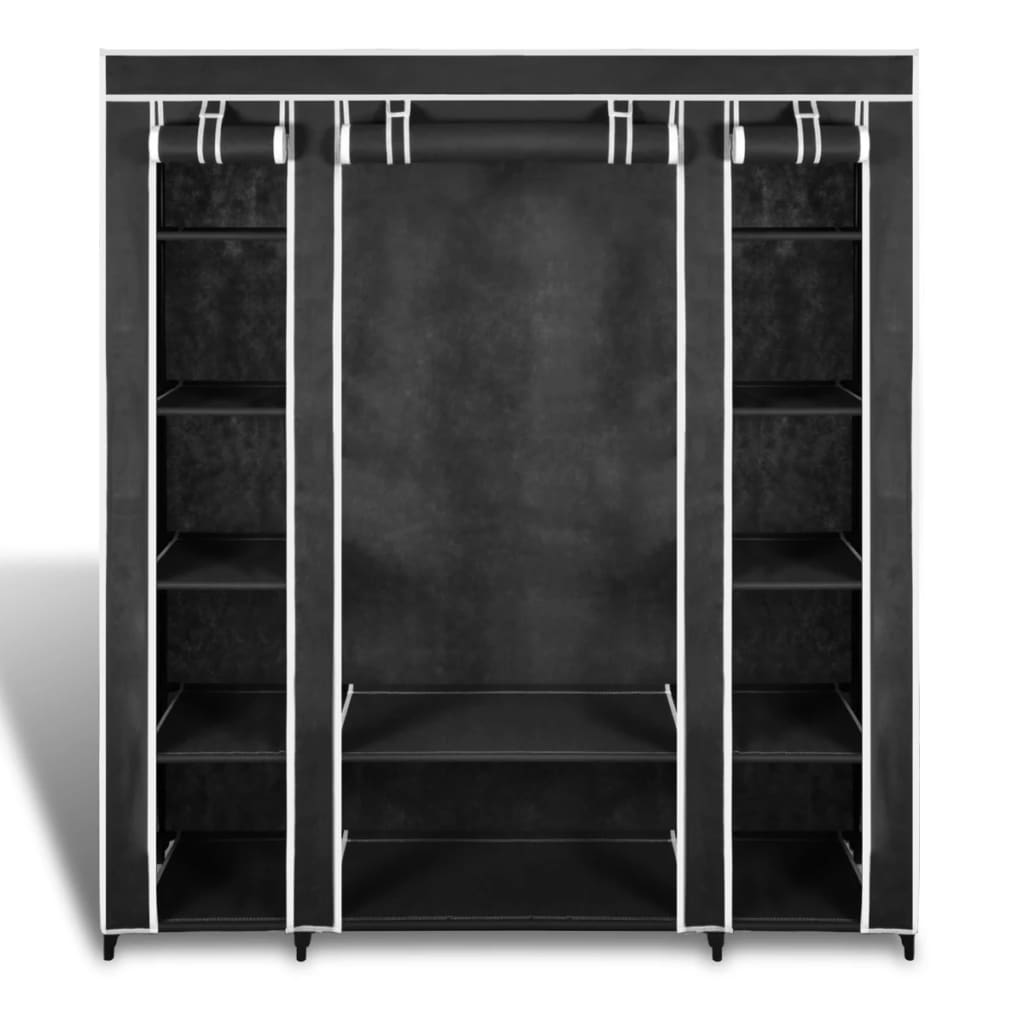 Fabric Wardrobe With Compartments And Rods 17.7&quot;X59&quot;X69&quot;