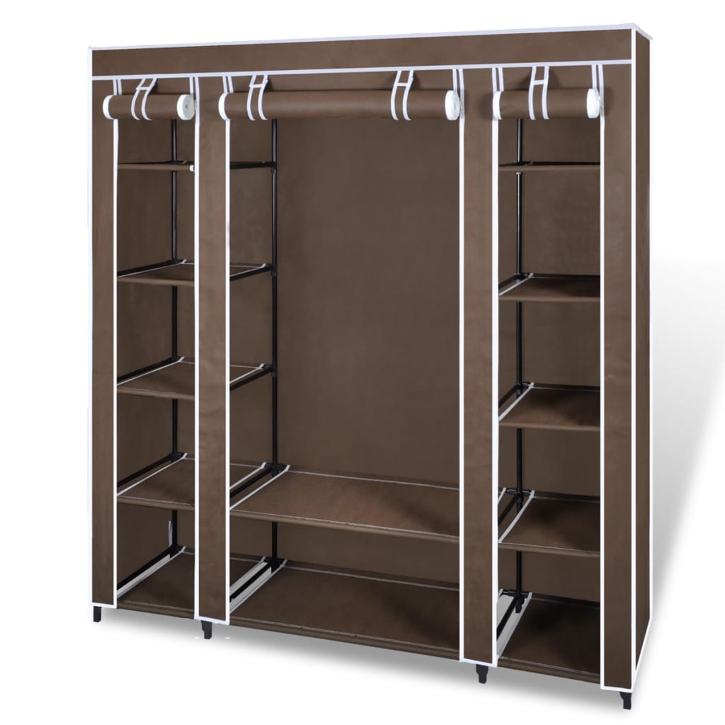 Fabric Wardrobe With Compartments And Rods 17.7&quot;X59&quot;X69&quot;