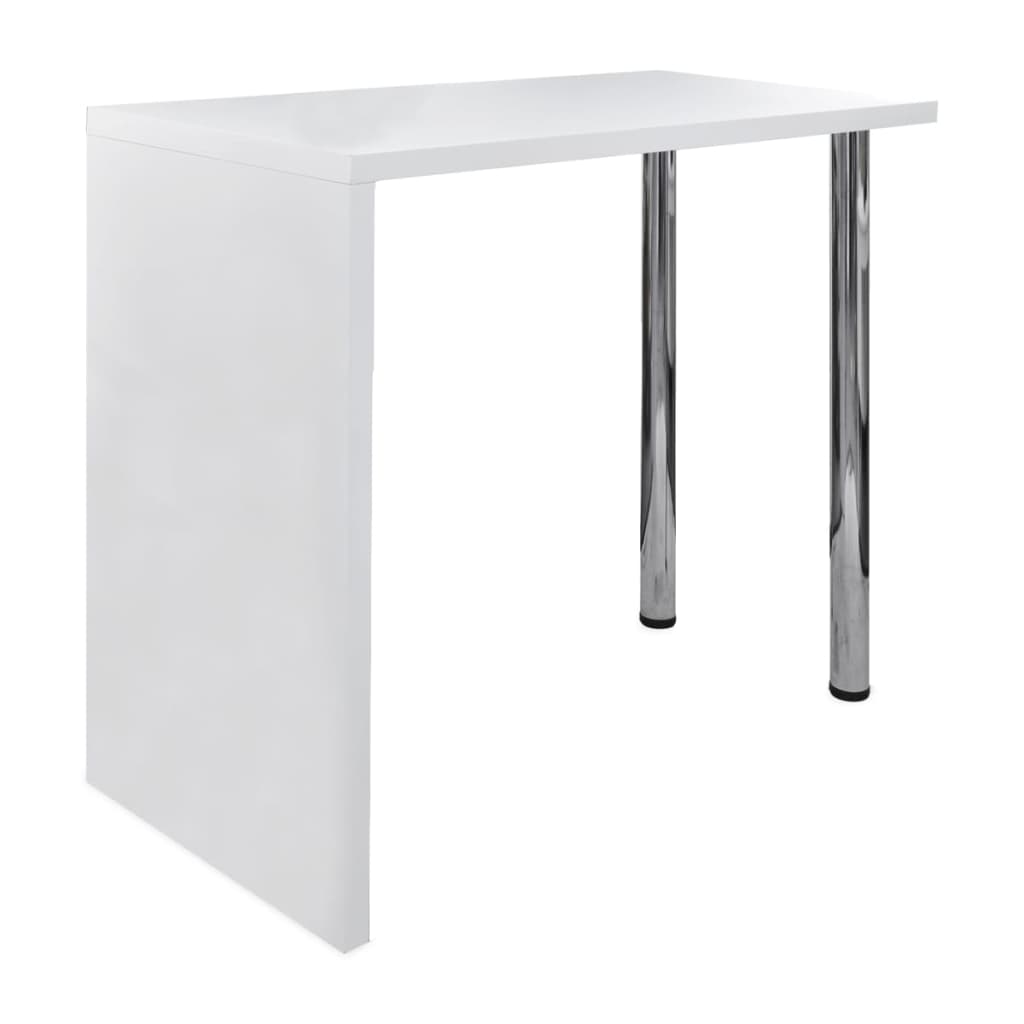 Bar Table Mdf With 2 Steel Legs High Gloss White