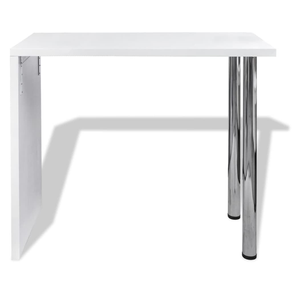 Bar Table Mdf With 2 Steel Legs High Gloss White