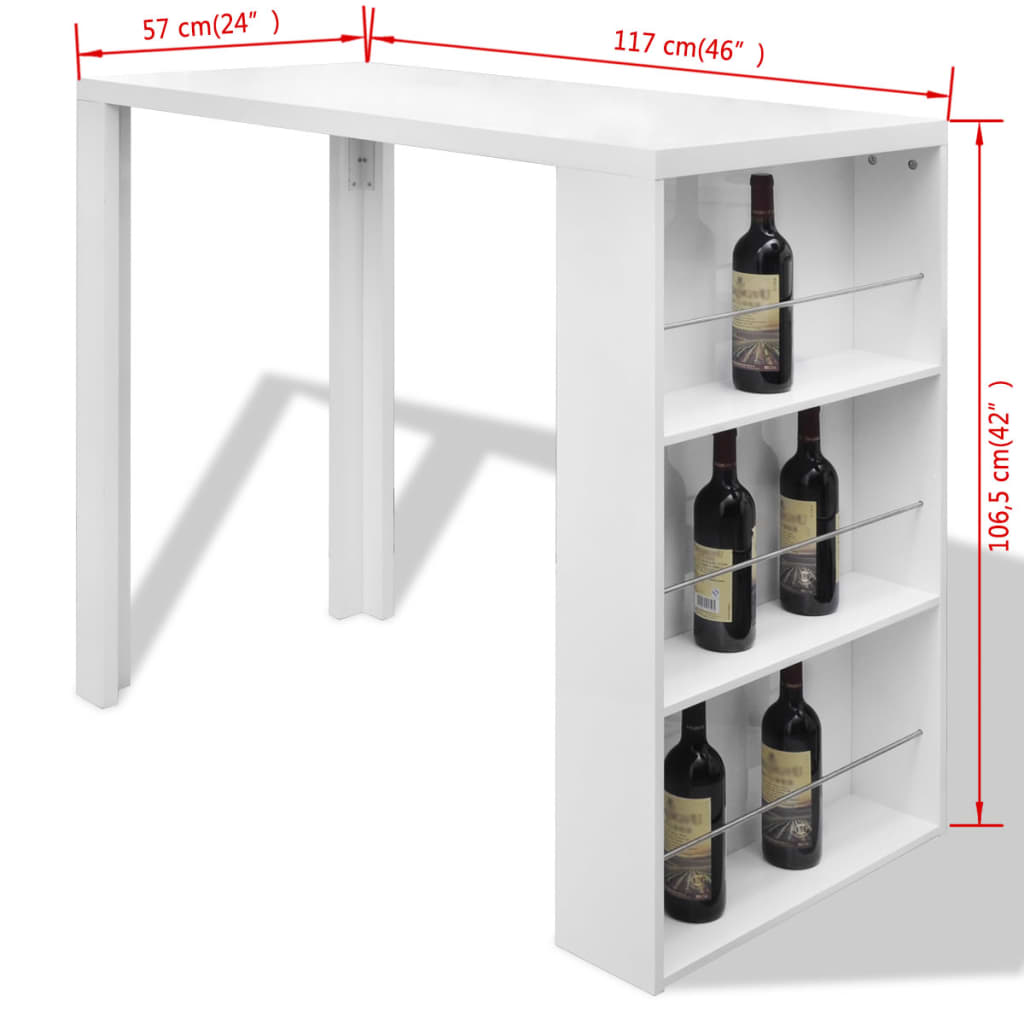 Bar Table Mdf With Wine Rack High Gloss White