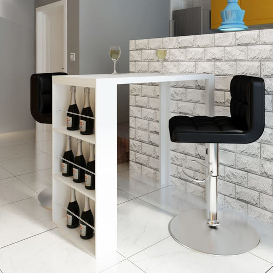 Bar Table Mdf With Wine Rack High Gloss White