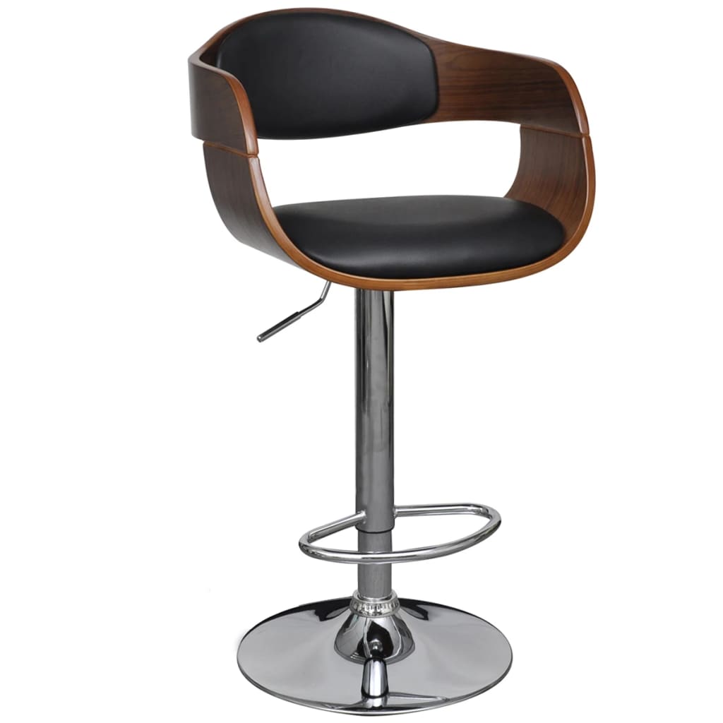 Bar Stool Bent Wood And Faux Leather