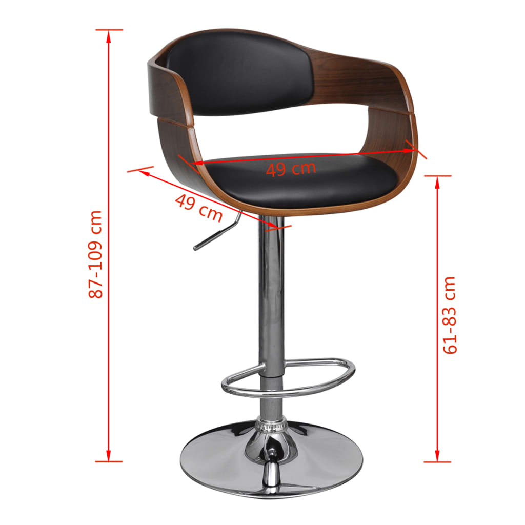 Bar Stool Bent Wood And Faux Leather