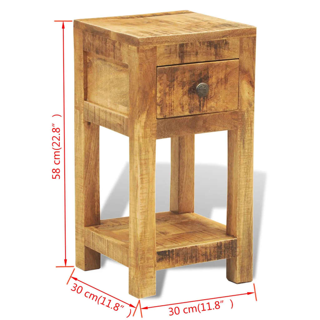 Nightstand With 1 Drawer Solid Mango Wood