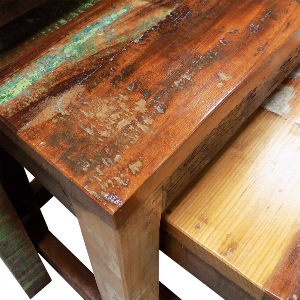 Nesting Table Set 3 Pieces Vintage Reclaimed Wood