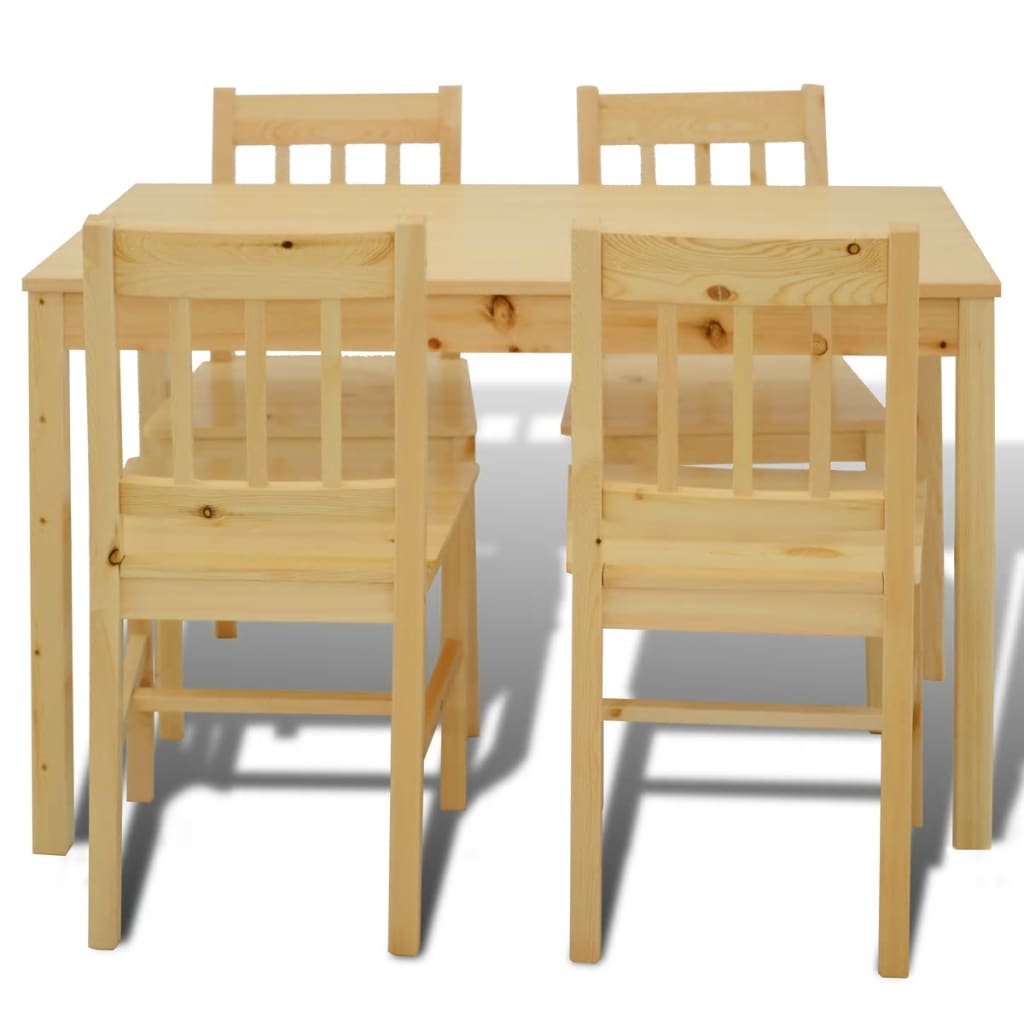 Wooden Dining Table With 4 Chairs Natural