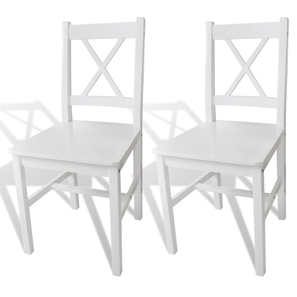 Dining Chairs 2 Pcs White Pinewood