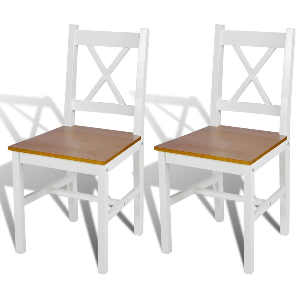 Dining Chairs 2 Pcs White Pinewood