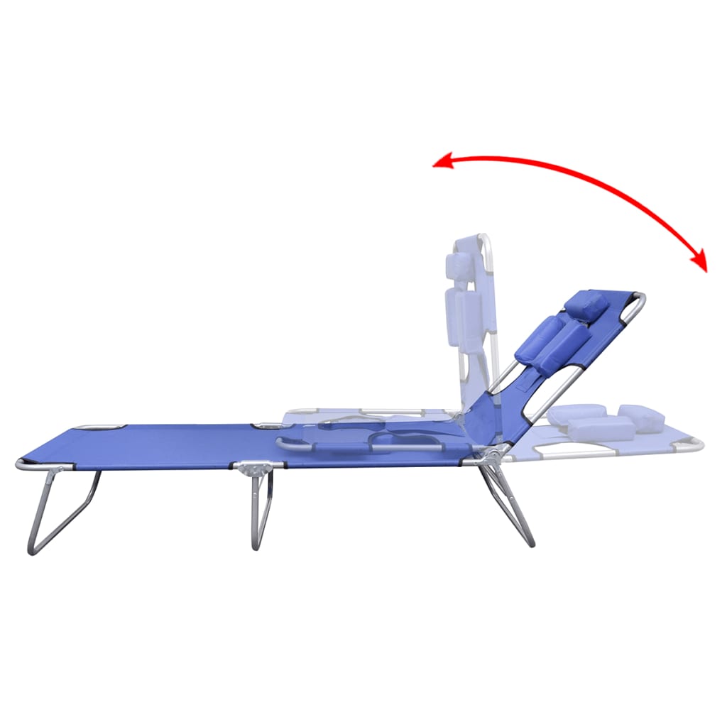 Folding Sun Lounger With Head Cushion Powder-Coated Steel