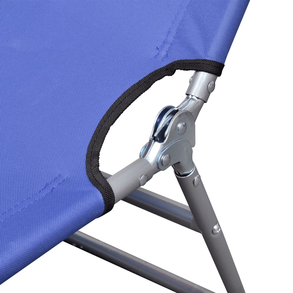 Folding Sun Lounger With Head Cushion Powder-Coated Steel