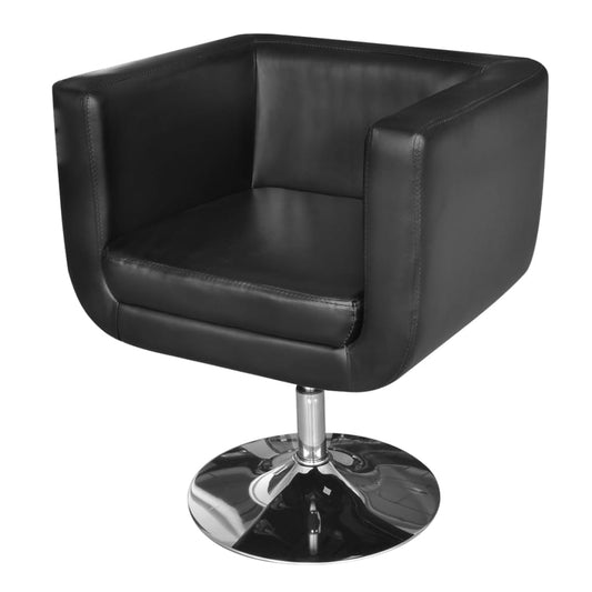 Armchair With Chrome Base Black Faux Leather