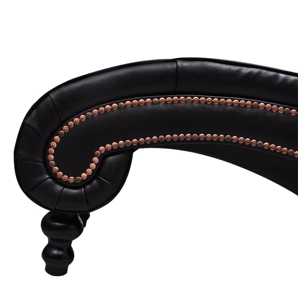 Chaise Longue Brown Faux Leather