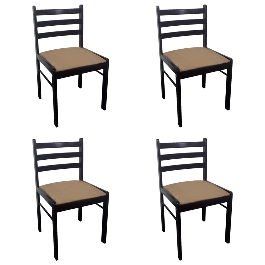 Dining Chairs 4 Pcs Solid Rubber Wood And Velvet