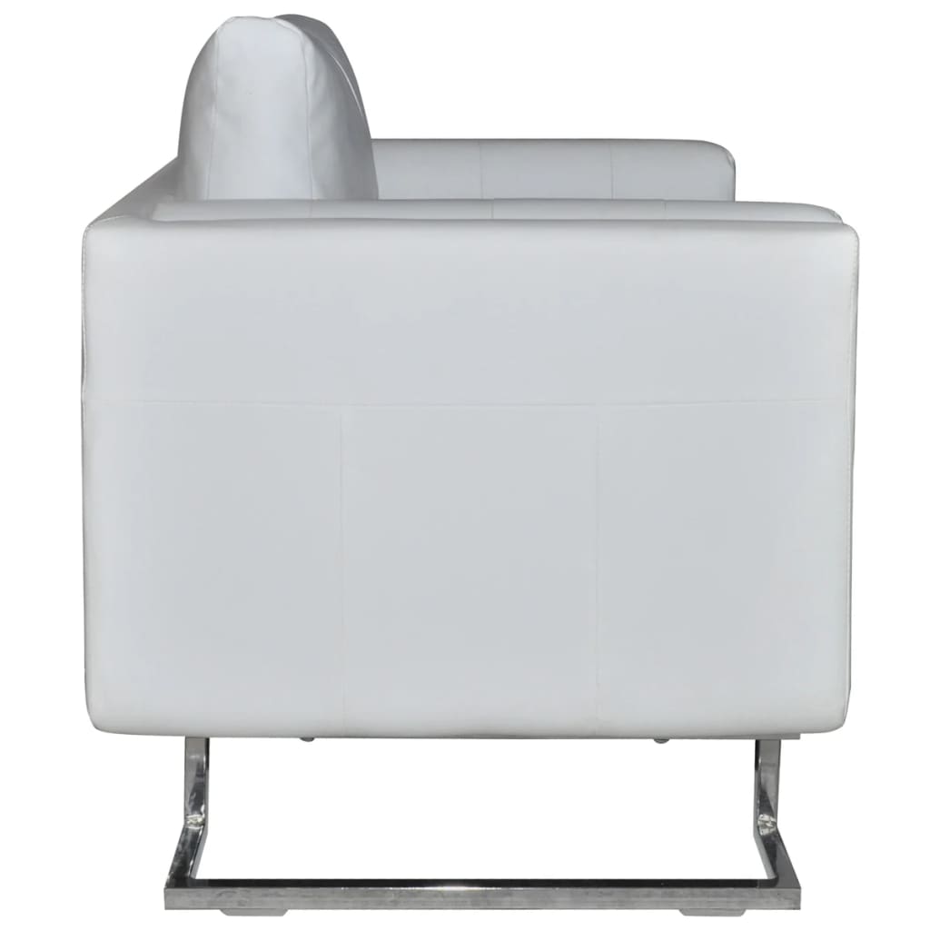 Cube Armchair White Leather