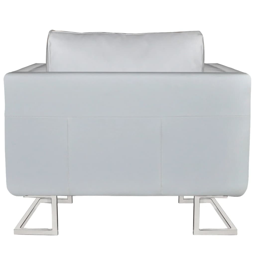 Cube Armchair White Leather