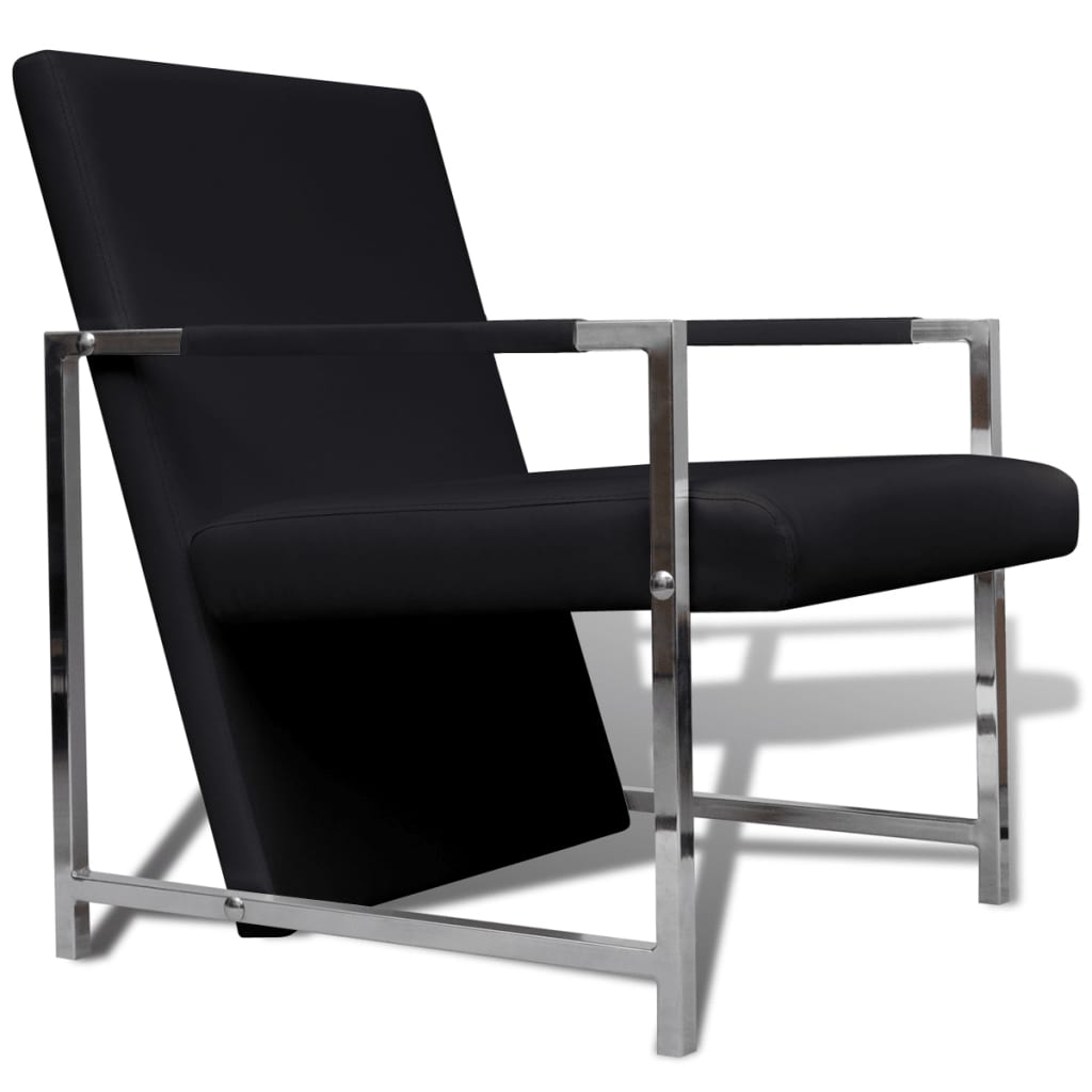 Cube Armchair Black Faux Leather