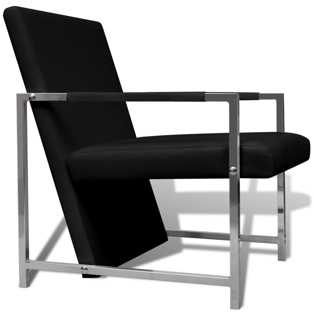 Cube Armchair Black Faux Leather