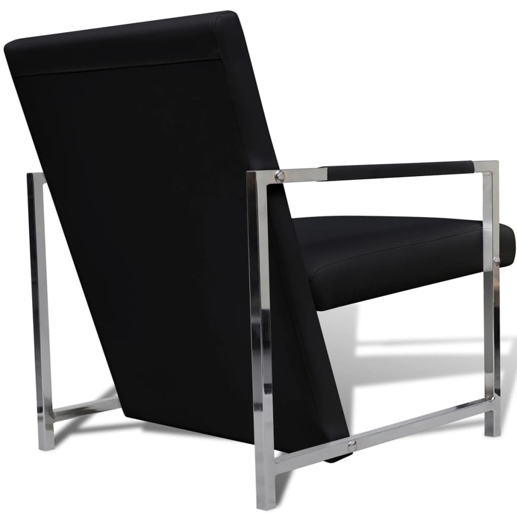 Cube Armchair Black Faux Leather