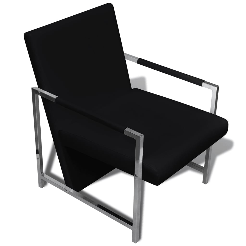 Cube Armchair Black Faux Leather