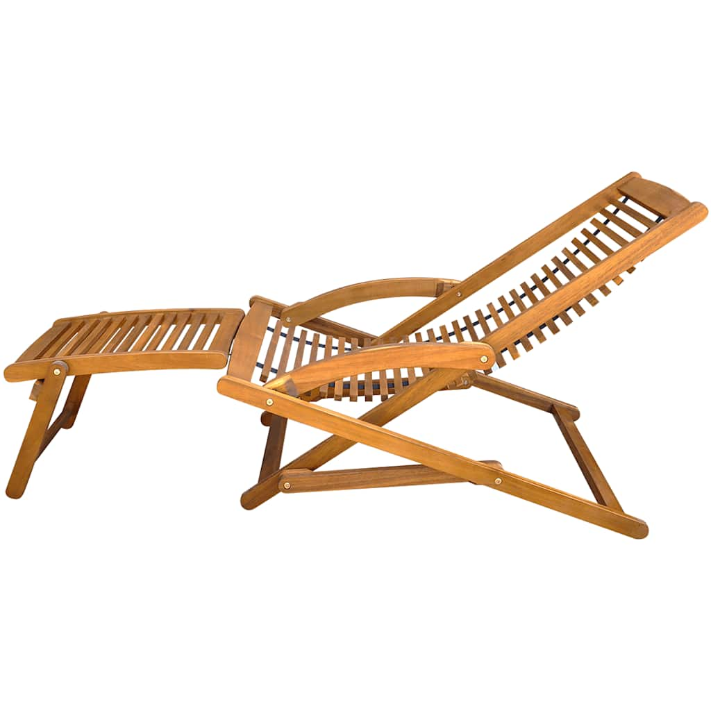 Deck Chair With Footrest Solid Acacia Wood