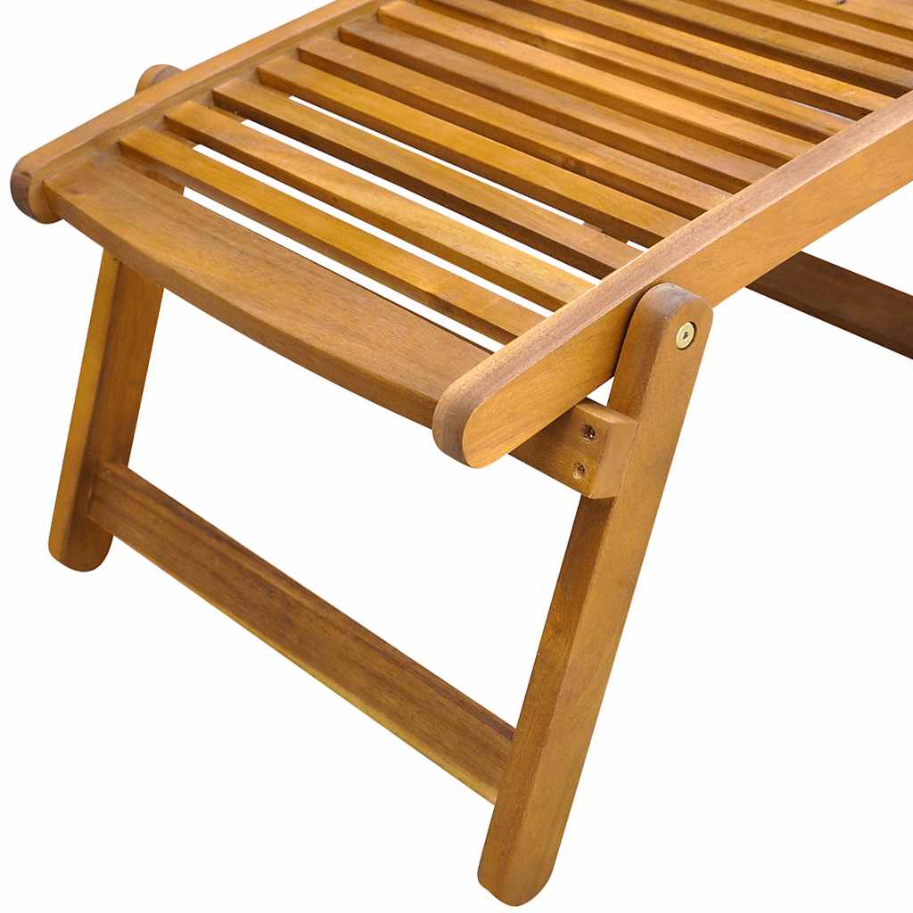 Deck Chair With Footrest Solid Acacia Wood