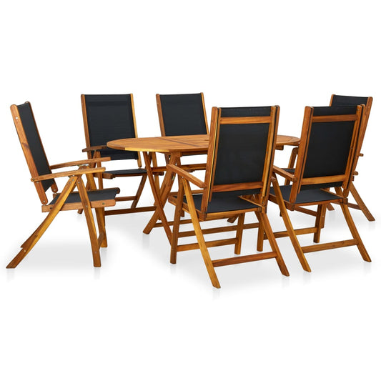 7 Piece Patio Dining Set Solid Acacia Wood