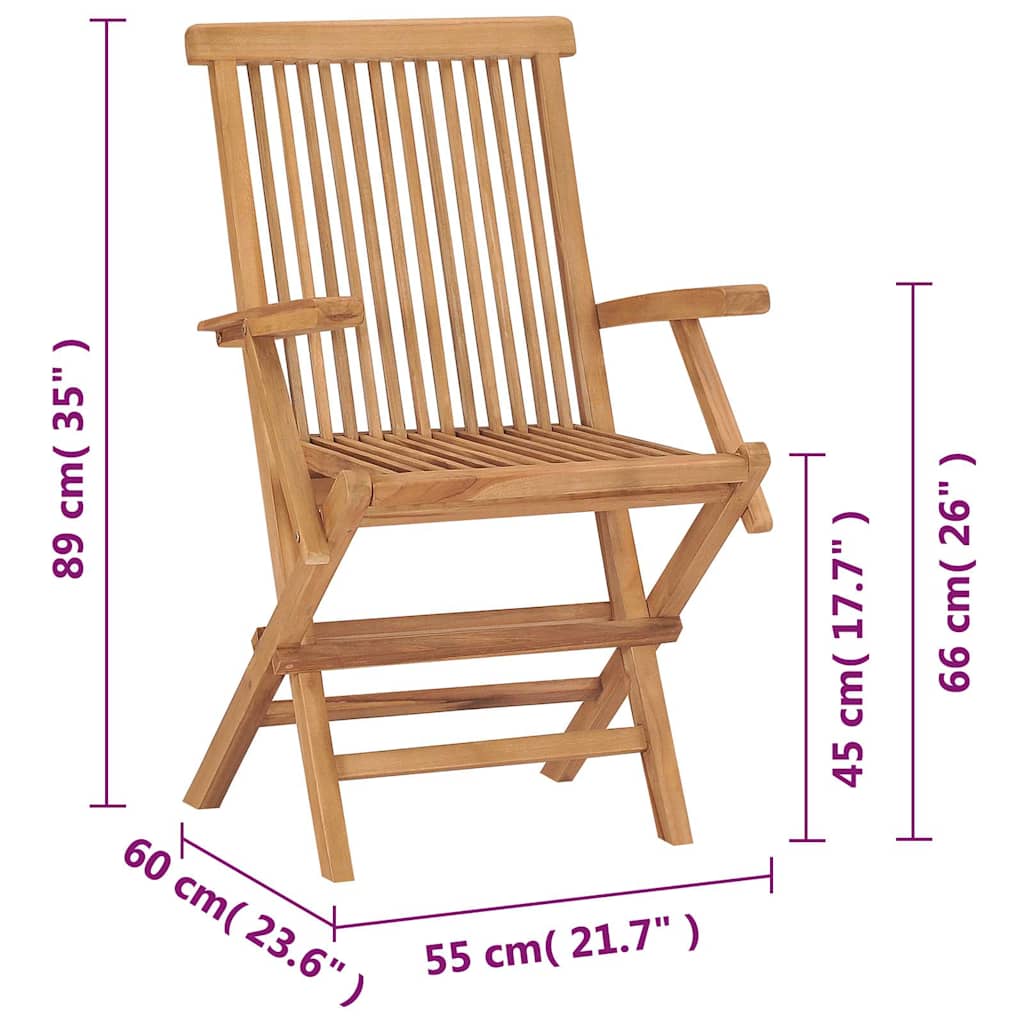 Folding Patio Chairs Set Of 2 For Garden & Outdoor Teak Wood