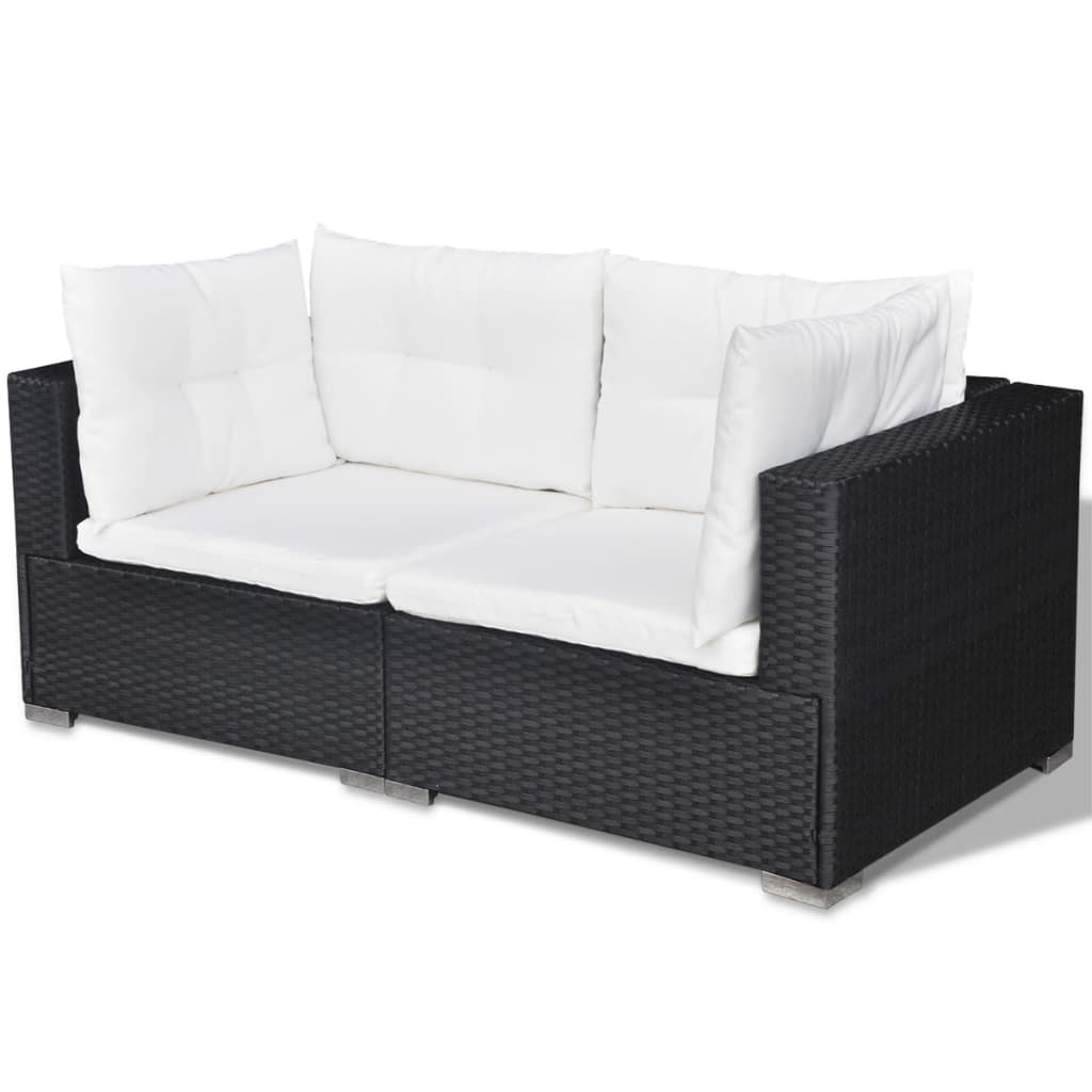 5 Piece Patio Lounge Set With Cushions Poly Rattan Black