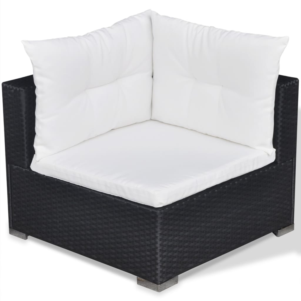 5 Piece Patio Lounge Set With Cushions Poly Rattan Black