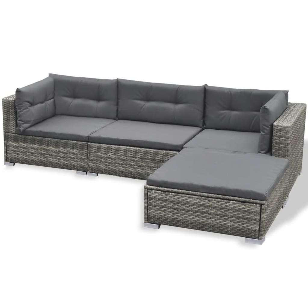 6 Piece Patio Lounge Set With Cushions Poly Rattan Gray