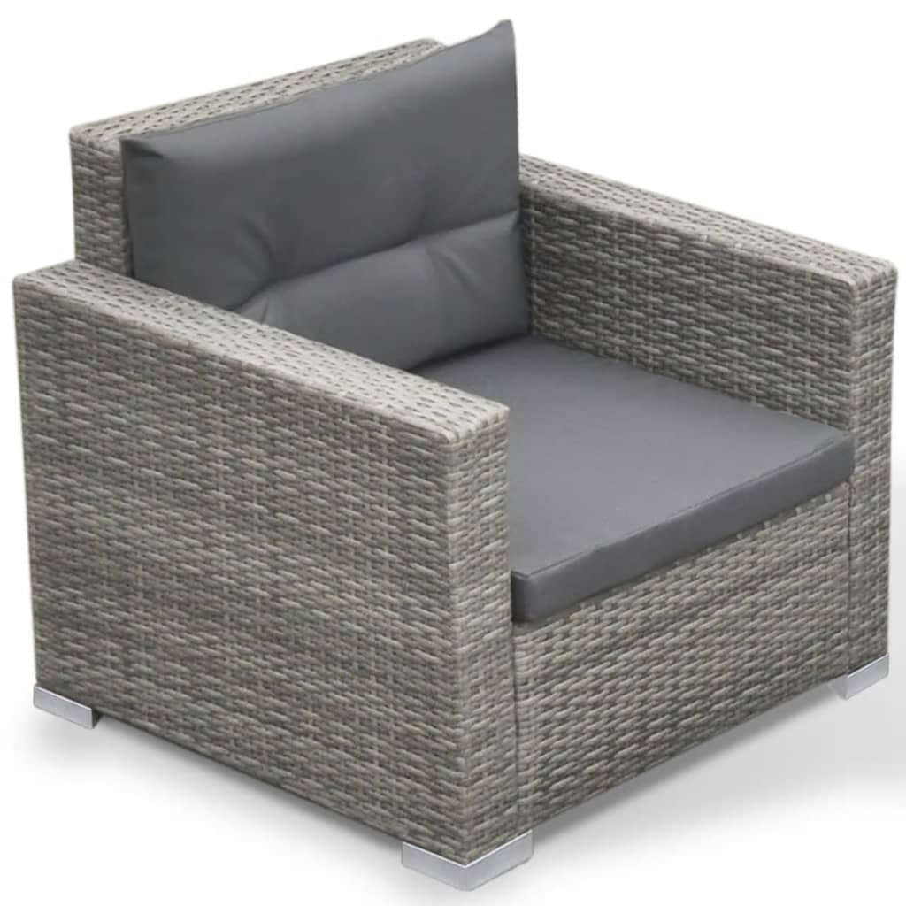 6 Piece Patio Lounge Set With Cushions Poly Rattan Gray