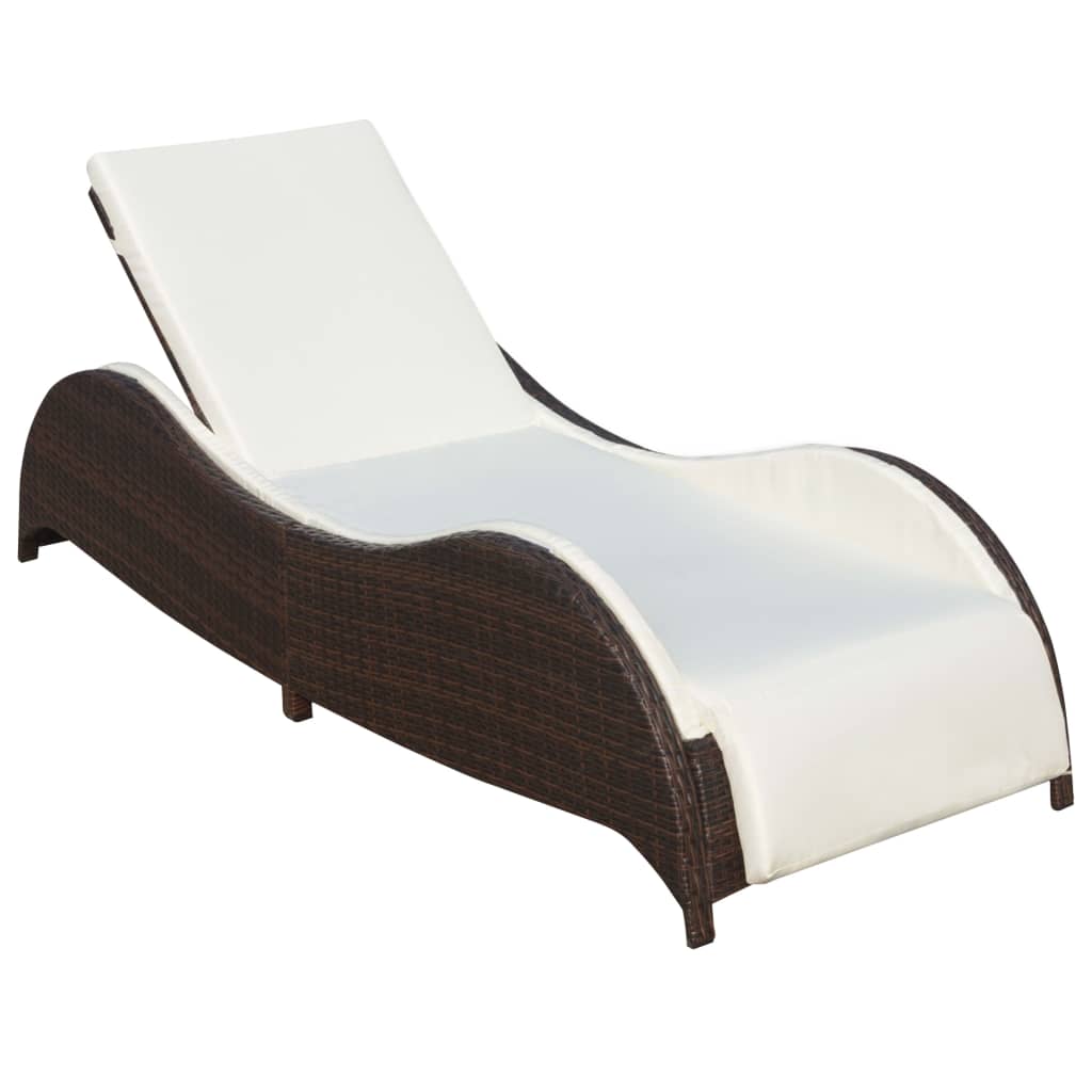 Sun Lounger With Cushion Poly Rattan