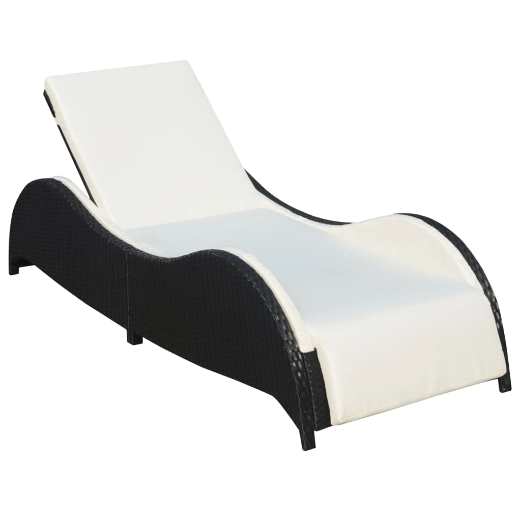 Sun Lounger With Cushion Poly Rattan