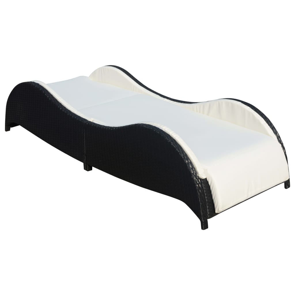 Sun Lounger With Cushion Poly Rattan