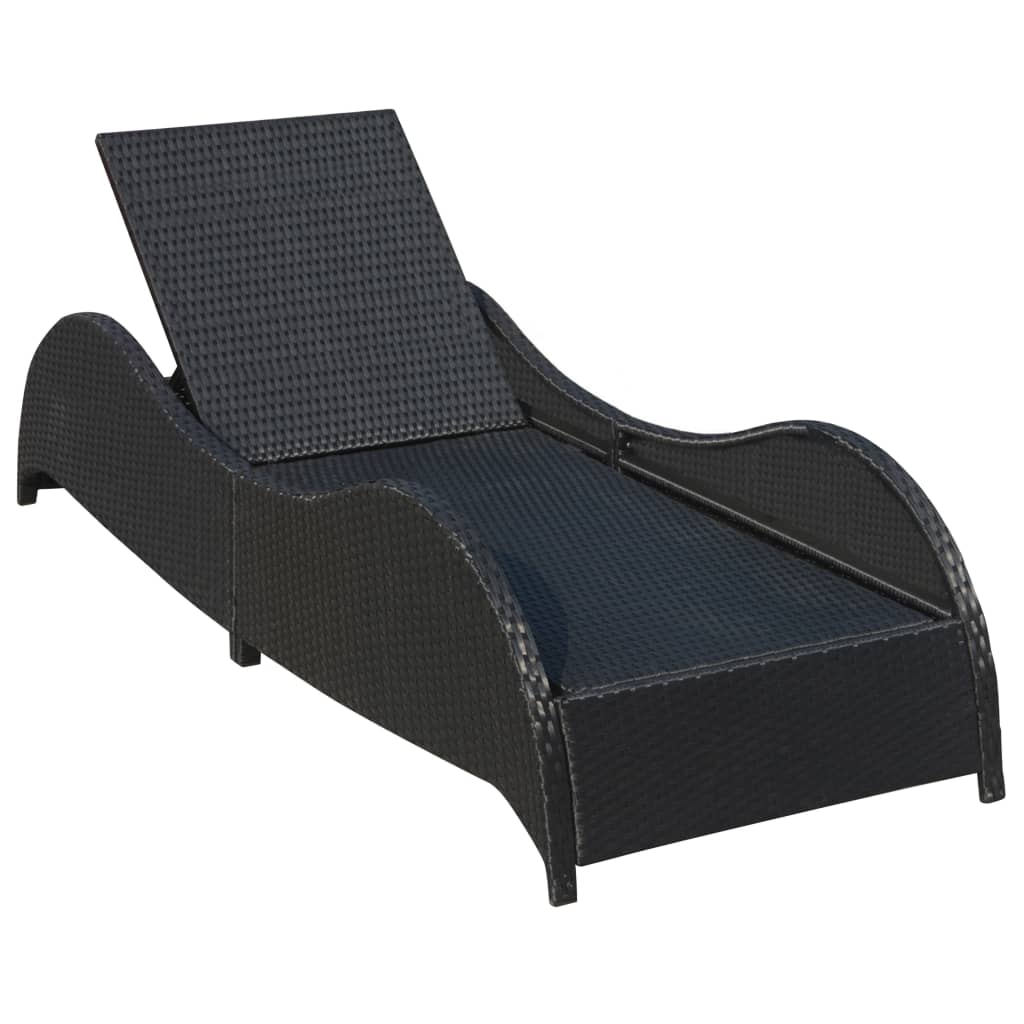 Sun Lounger With Cushion Poly Rattan