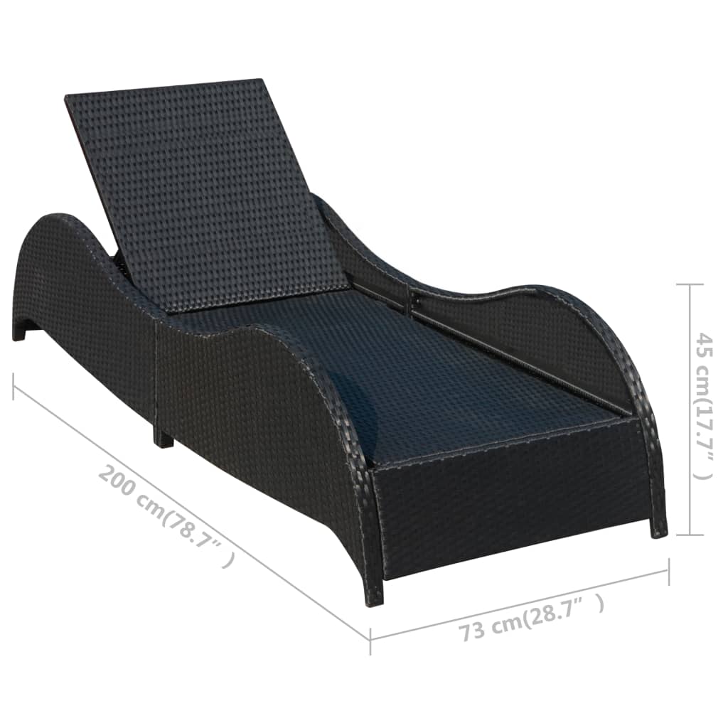 Sun Lounger With Cushion Poly Rattan