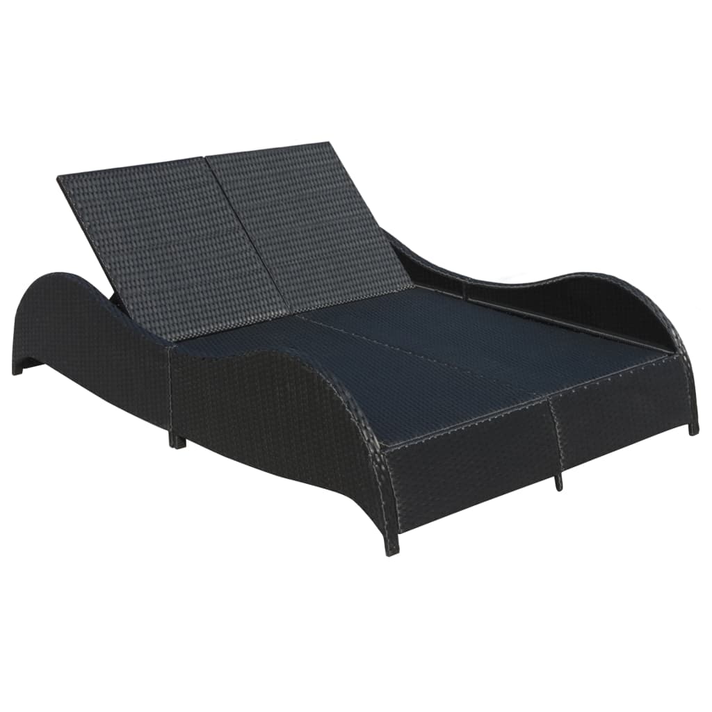 Double Sun Lounger With Cushion Poly Rattan