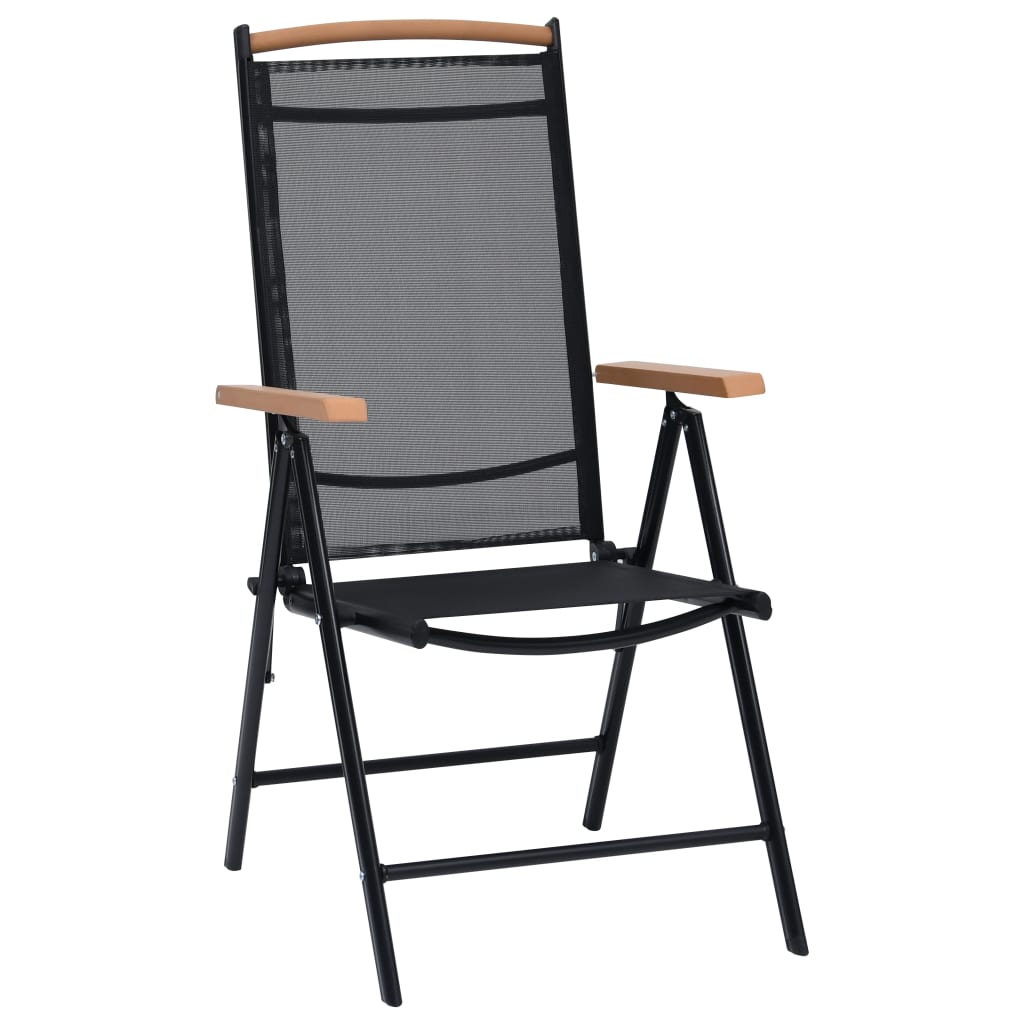 Folding Patio Chairs 2 Pcs Aluminum And Textilene Black