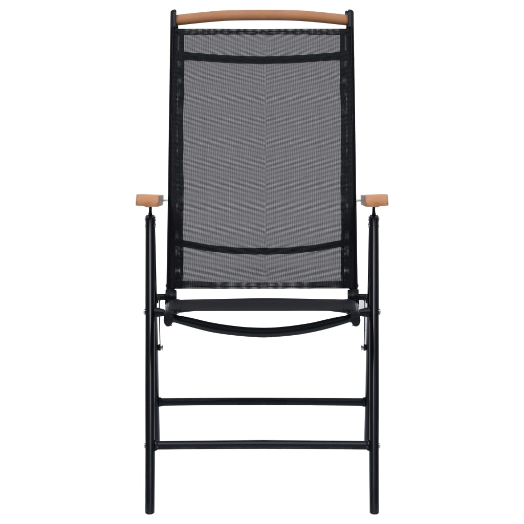 Folding Patio Chairs 2 Pcs Aluminum And Textilene Black