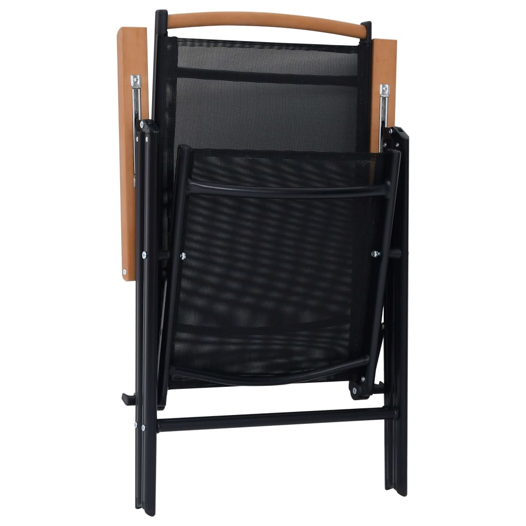 Folding Patio Chairs 2 Pcs Aluminum And Textilene Black