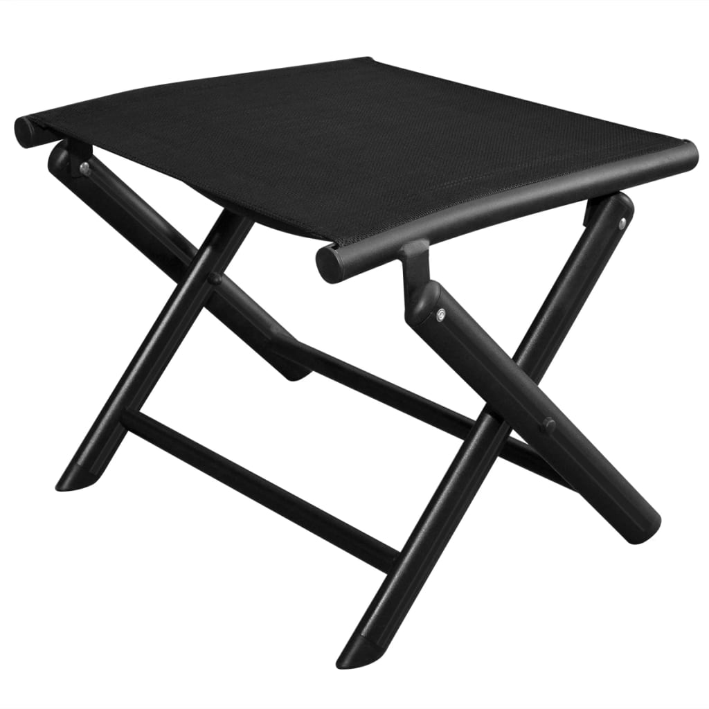 Folding Footstool Black Aluminum And Textilene