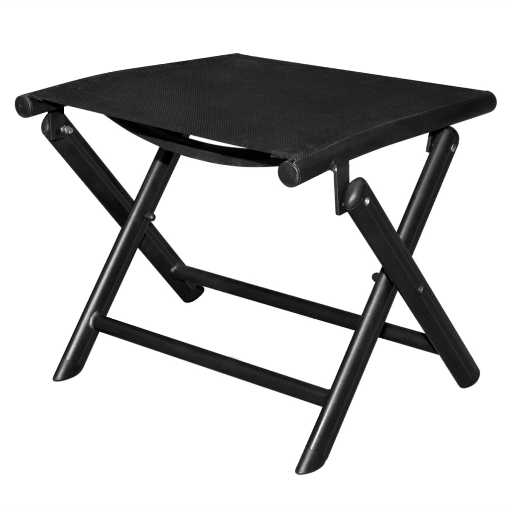 Folding Footstool Black Aluminum And Textilene