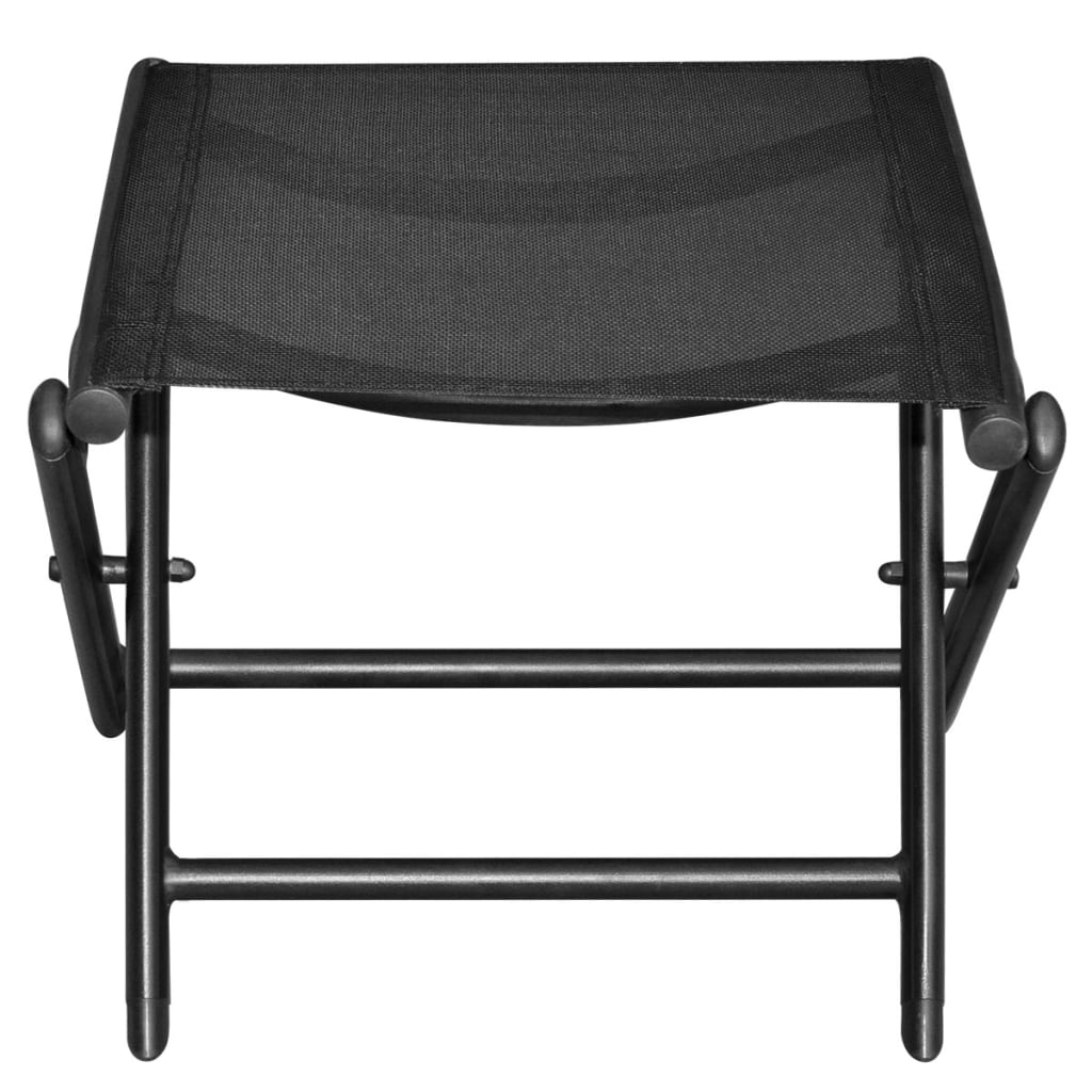 Folding Footstool Black Aluminum And Textilene