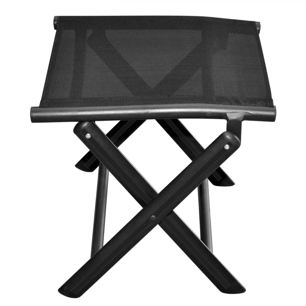 Folding Footstool Black Aluminum And Textilene