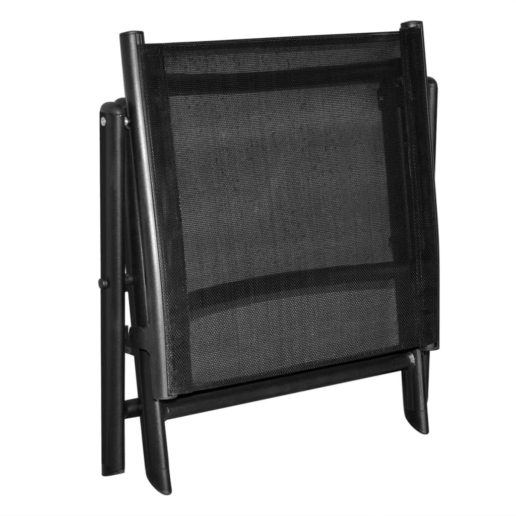 Folding Footstool Black Aluminum And Textilene