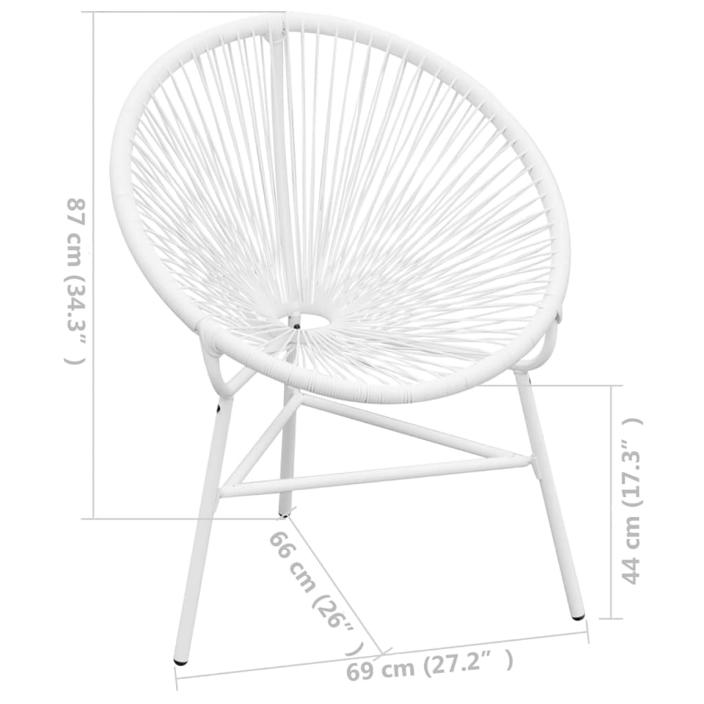 Patio String Moon Chair Poly Rattan White