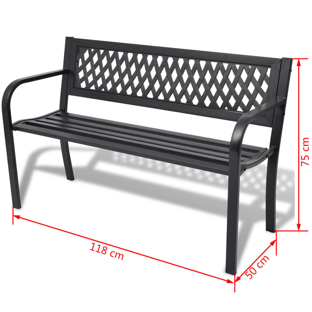 Patio Bench 46.5&quot; Steel Black